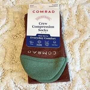 Comrad Compression Cotton Crew Socks Brown & Green Small Women’s  5-7.5
